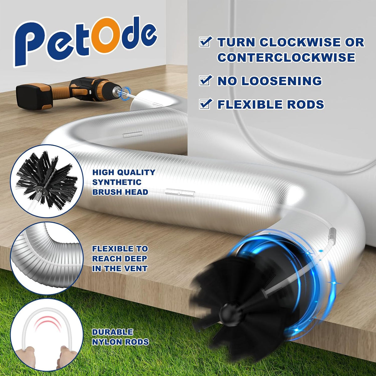 32 Feet Dryer Vent Cleaner Kit, Flexible Lint Remover