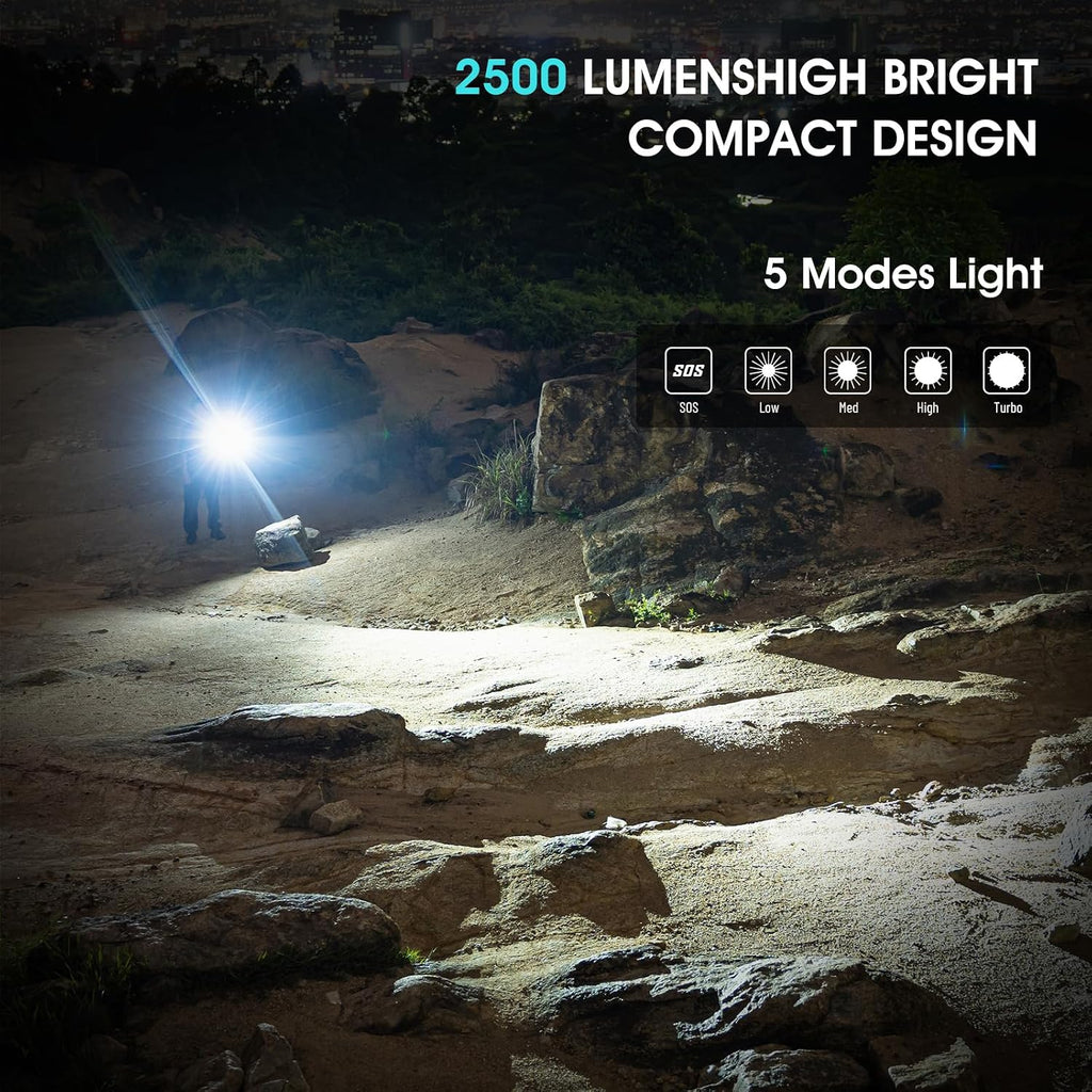 S10Pro LED Flashlight Rechargeable,Bright Flashlight 2500 Lumen,Tactical EDC Flashlight Magnetic Base,Mini Size