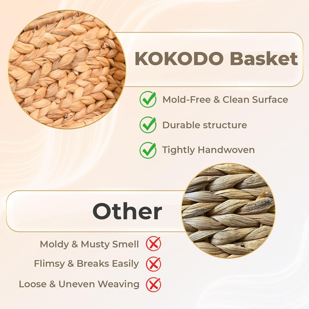 KOKODO Wicker Storage Basket Set of 2, Rectangular Baskets for Shelves with Handles & Chalkboard Labels, Handwoven