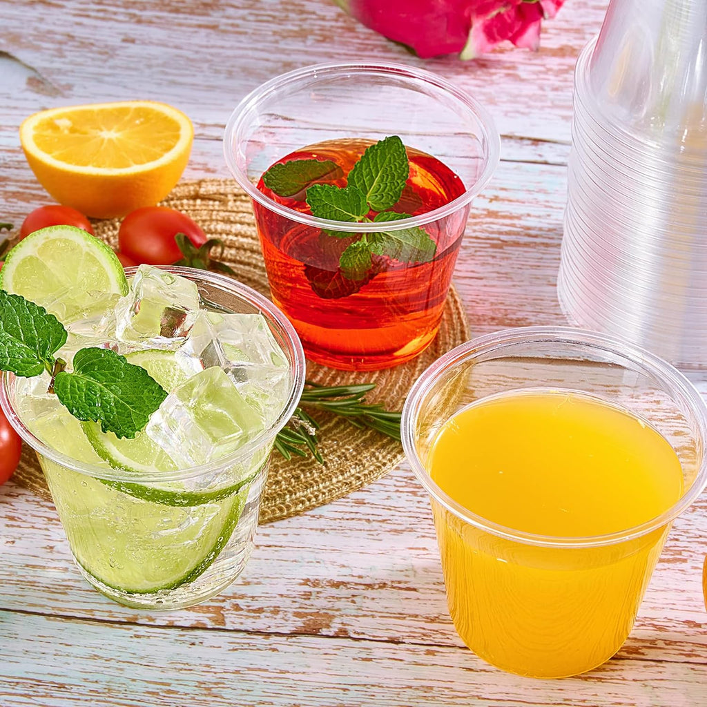 9 oz Plastic Cups, 100 Pack Clear Disposable Drinking Cups