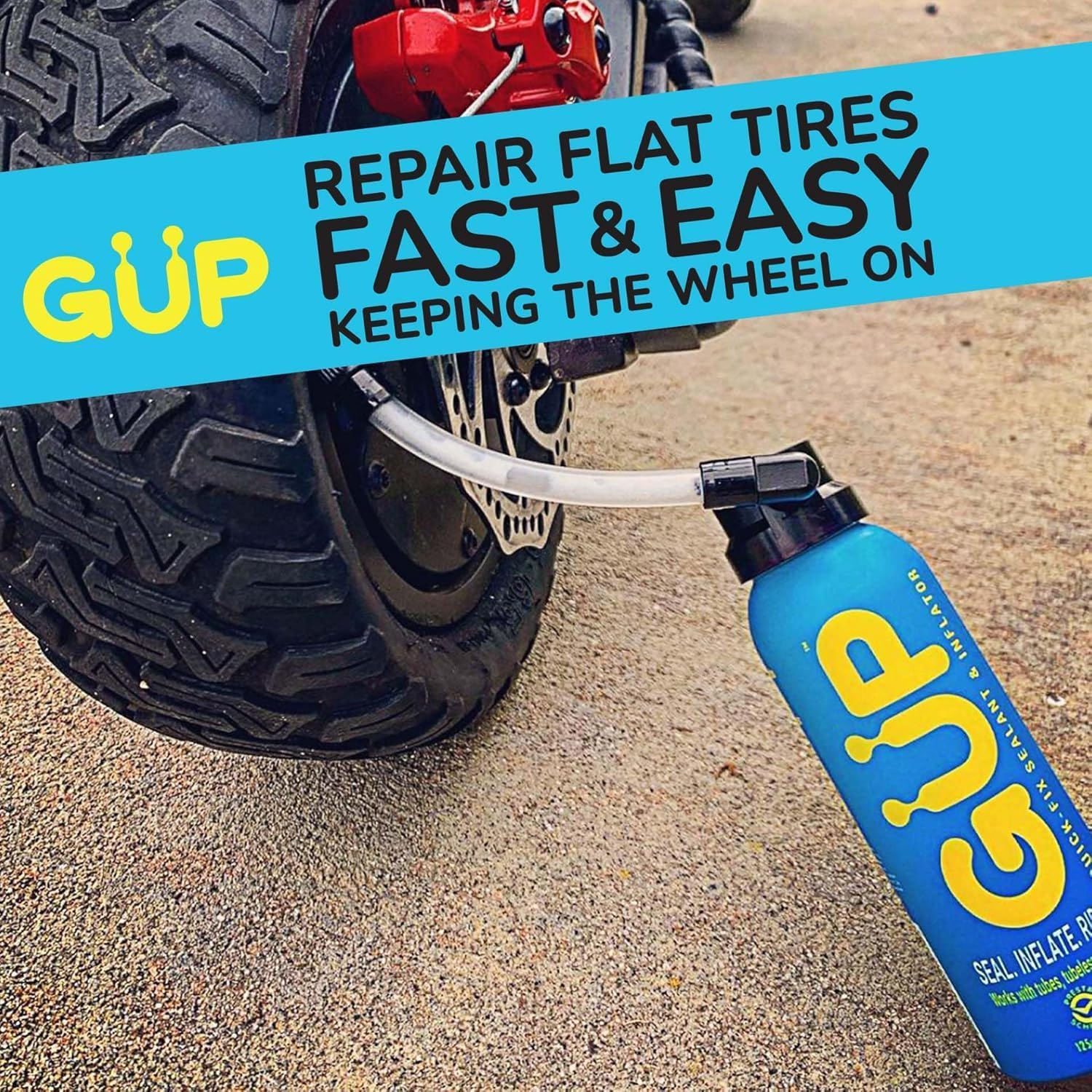 (GÜP Kwiki Quick Fix Tire Sealant and Inflator; for Mountain Bike, Road, Cyclocross, Gravel; Seal and Repair Flat or