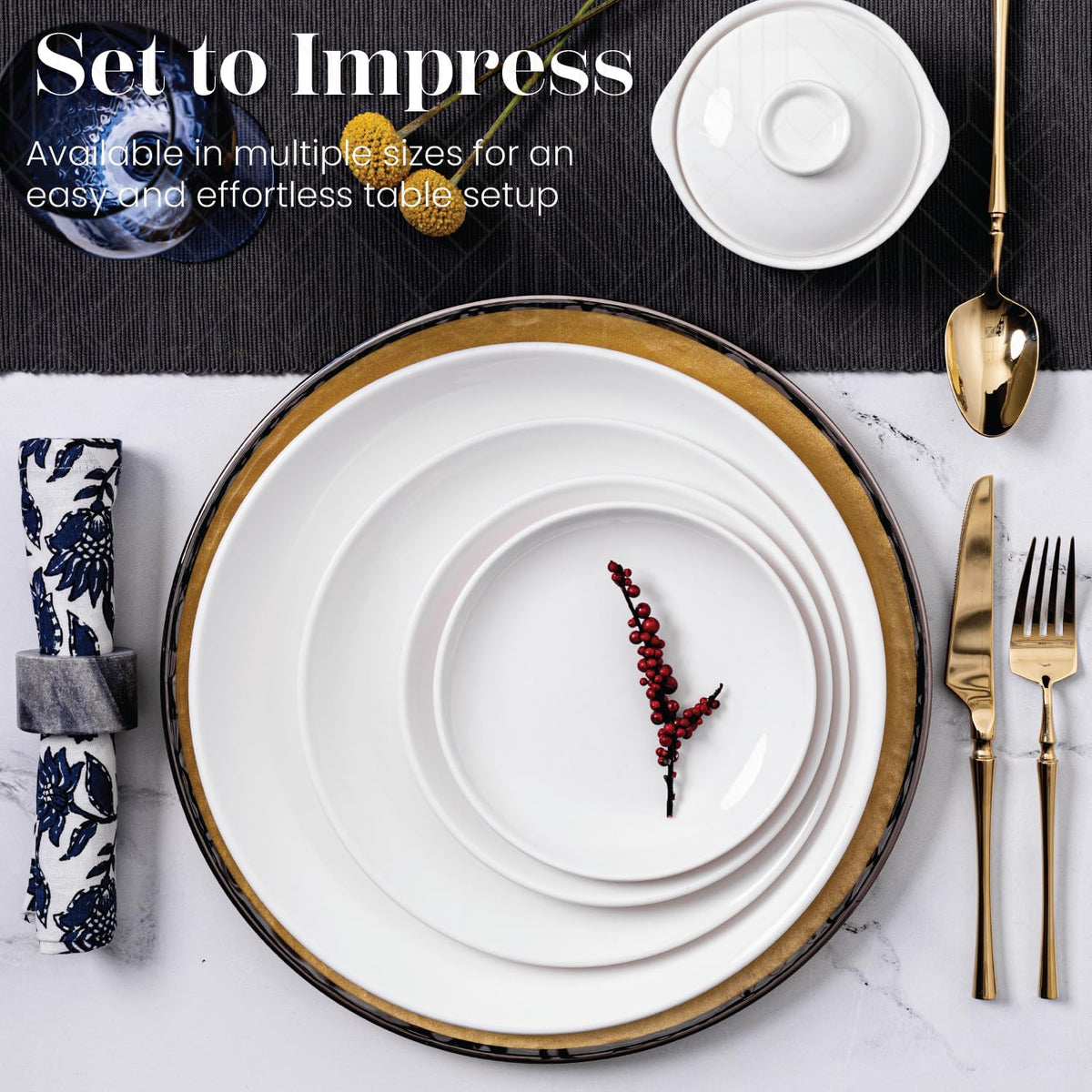 Dinner Plate, Set of 6 White Plates, Ceramic Dinner Plates Set, Stackable 11 Inch Extra Large Dinner Plates for Every