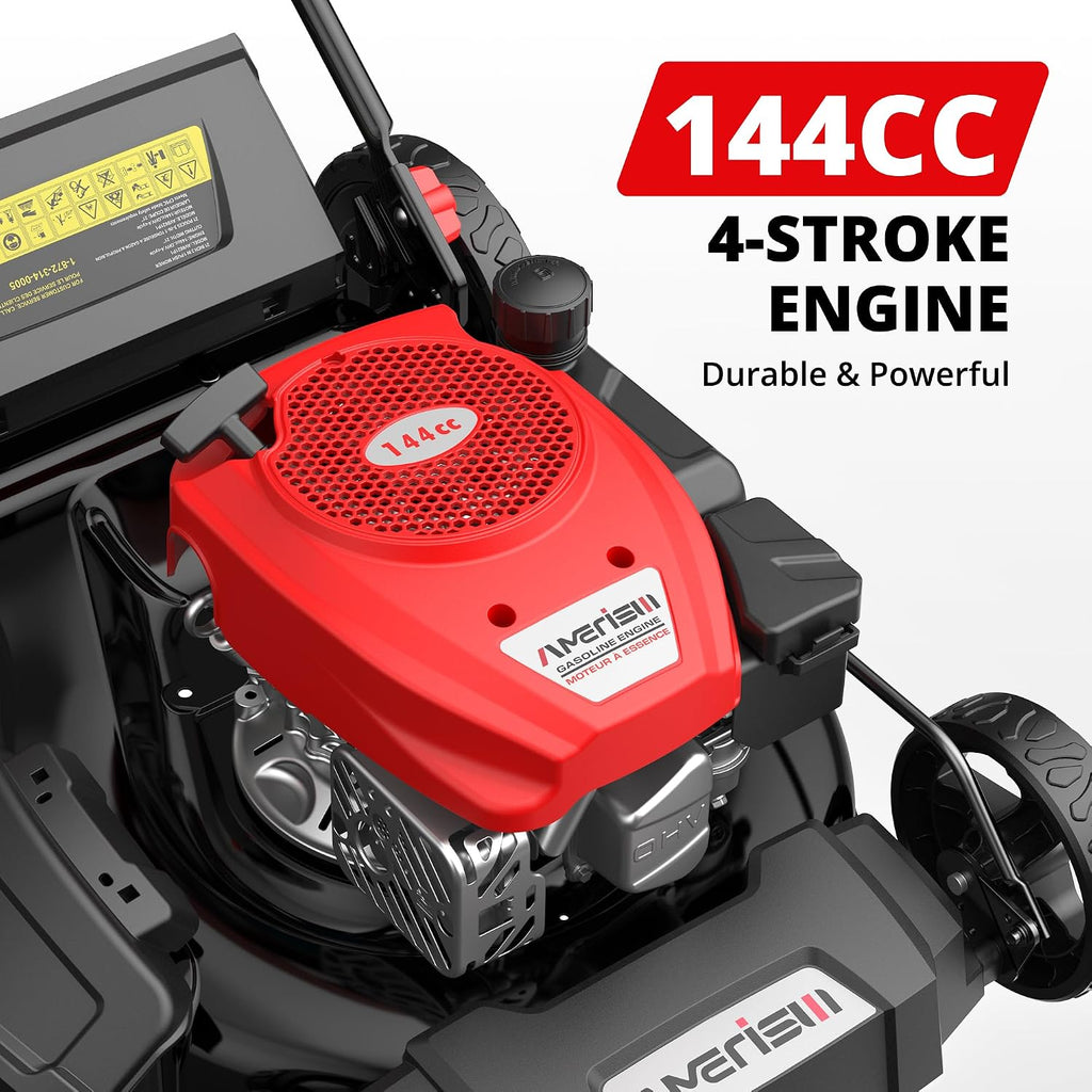 21-Inch 2-in-1 Gas Push Lawn Mower, 144cc OHV Walk-Behind Mower for Yard, Mulching Side Discharge, 1.5–3.9 in