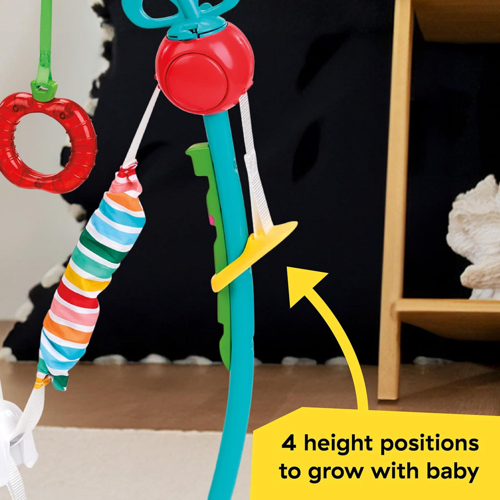 Farm Explorers Jump & Learn Barnyard 2-in-1 Baby Jumper Activity Center with Interactive Toys, Music, Lights, &