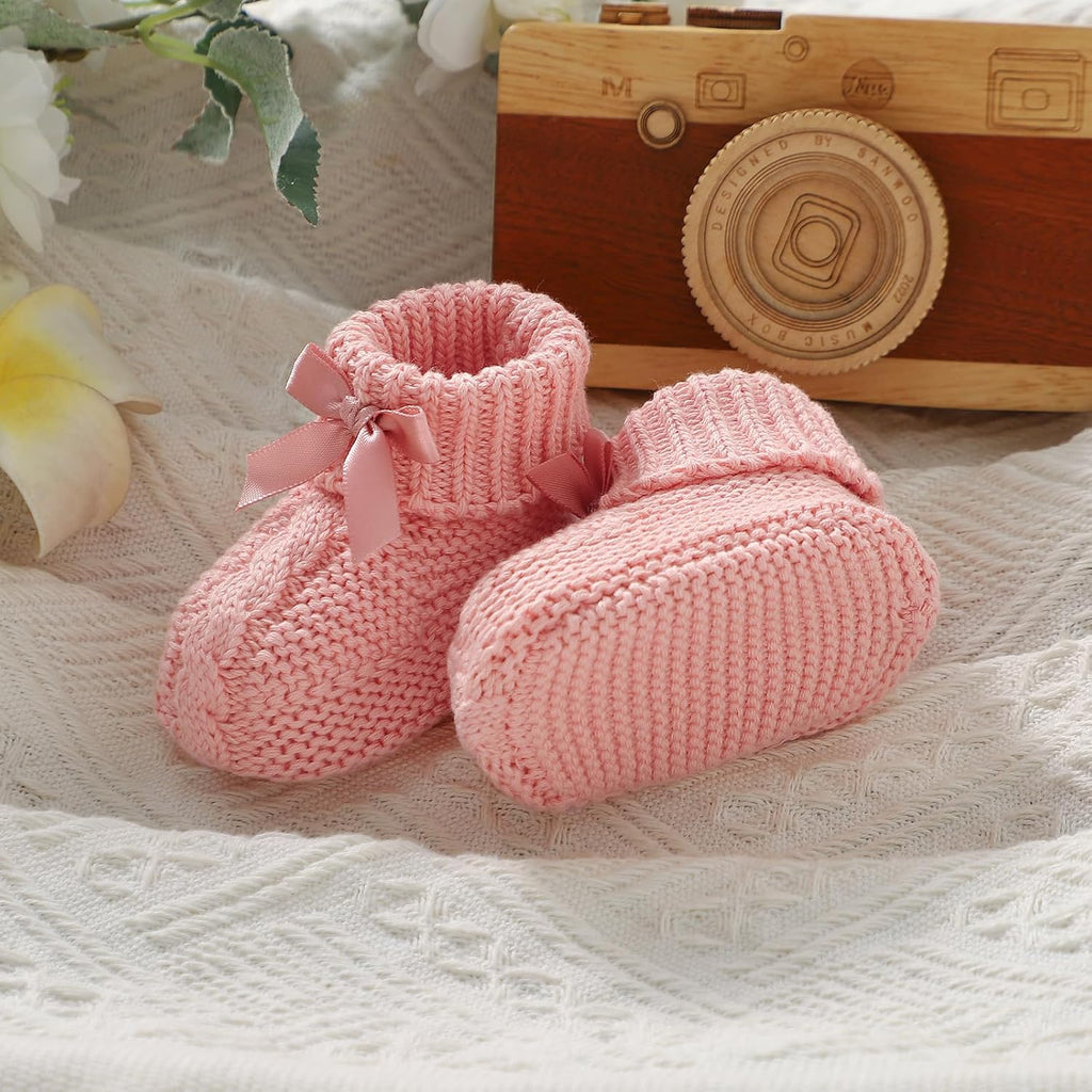 Baby Booties Newborn 100% Cotton Cozy Knit First Shoes