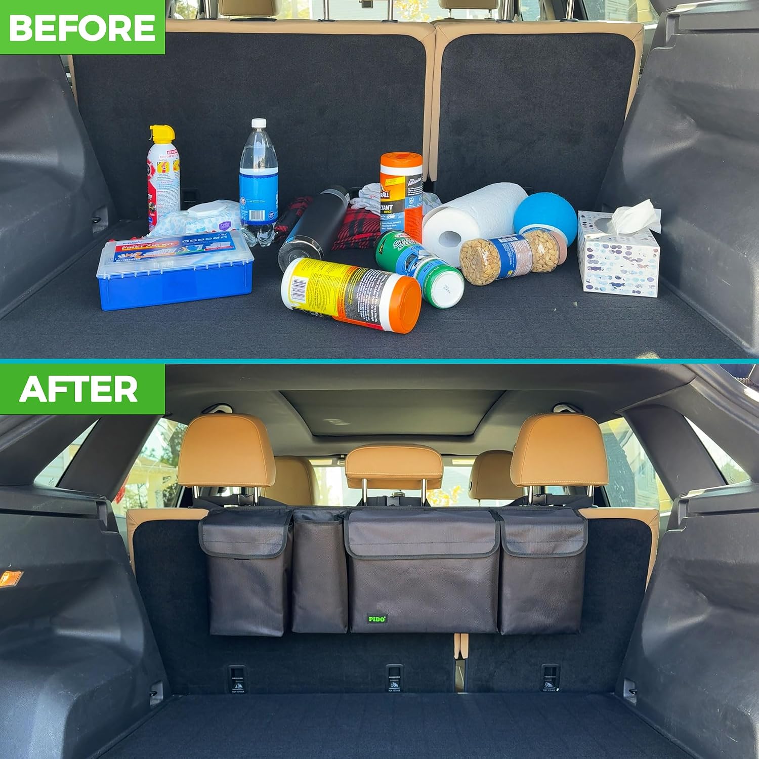 Hanging Trunk Organizer, Backseat Trunk Organizer for SUV, Hanging Car Storage Bag with Large Pockets for Sedan