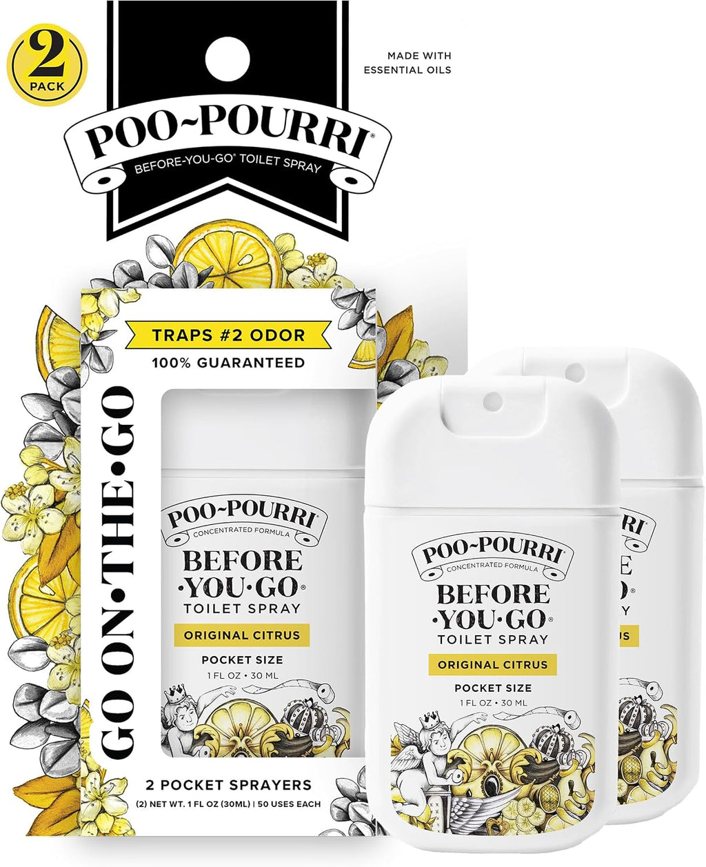 Before-You-Go Pocket Toilet Spray, Original Citrus, 1 Fl Oz 2 Pk