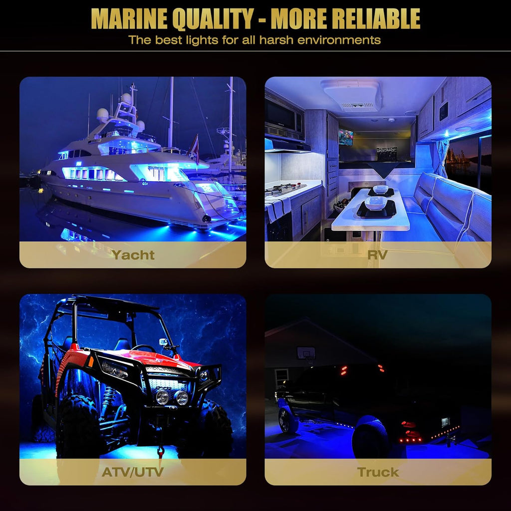 Goldlife B5 Underwater Boat Lights, Blue 2x3000LM DC10-30V IP68