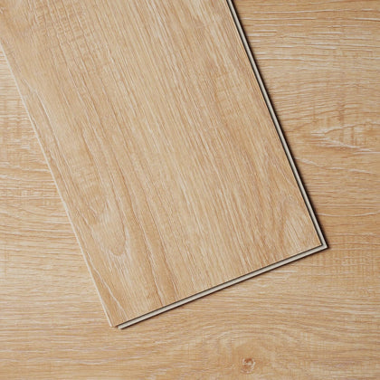 Interlocking Vinyl Floor Tiles 48 x 7.3 inch, 10 Tiles 5.5mm Thick Snap Together Flooring, Natural Wood Grain Luxury