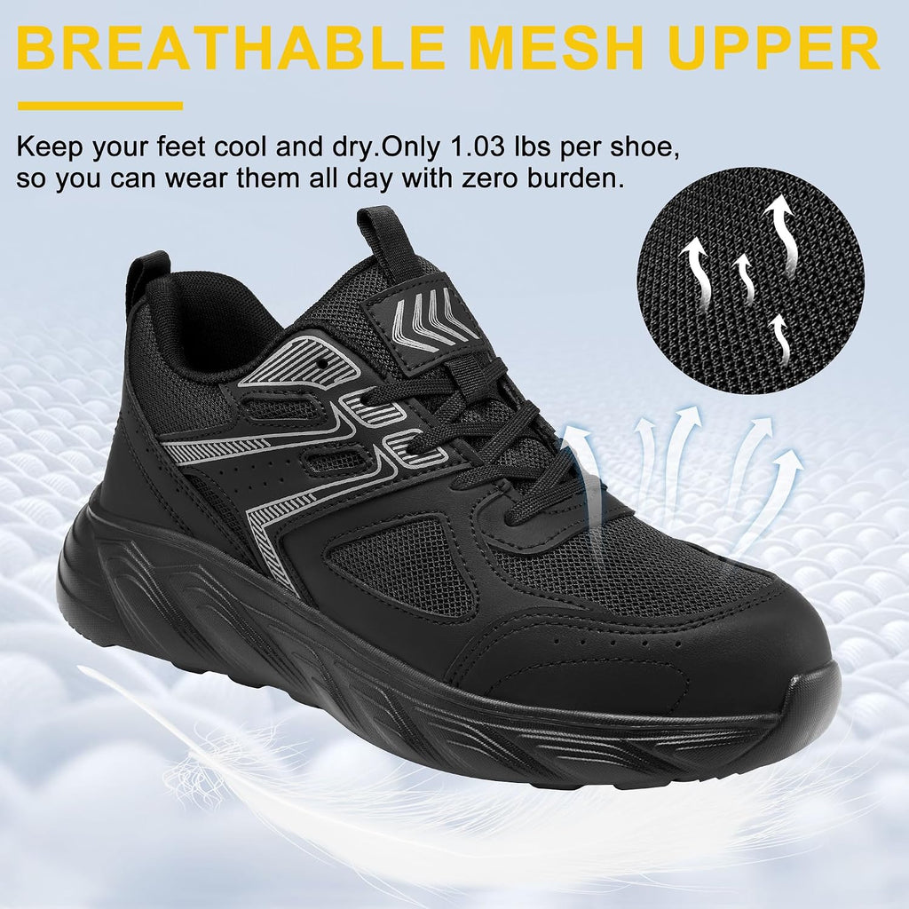 Steel Toe Shoes for Men: Slip Resistant Composite Safety Sneakers 2026 Comfortable Tennis Work Shoes for Construction