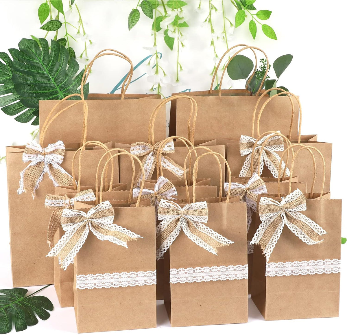 120pcs Brown Paper Bags with Handles, Assorted Sizes Gift Bags