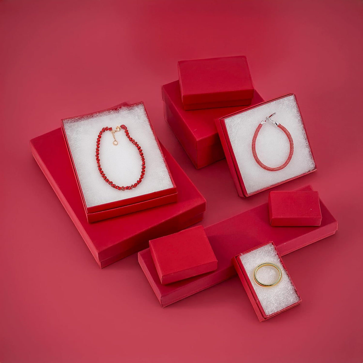TheDisplayGuys 25 Cardboard Jewelry Gift Boxes with Inserts - Matte Red