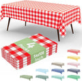 4 Packs Buffalo Disposable Table Cloth, 54 x 108 Inch Waterproof Plastic Tablecloth, Rectangle Red and White