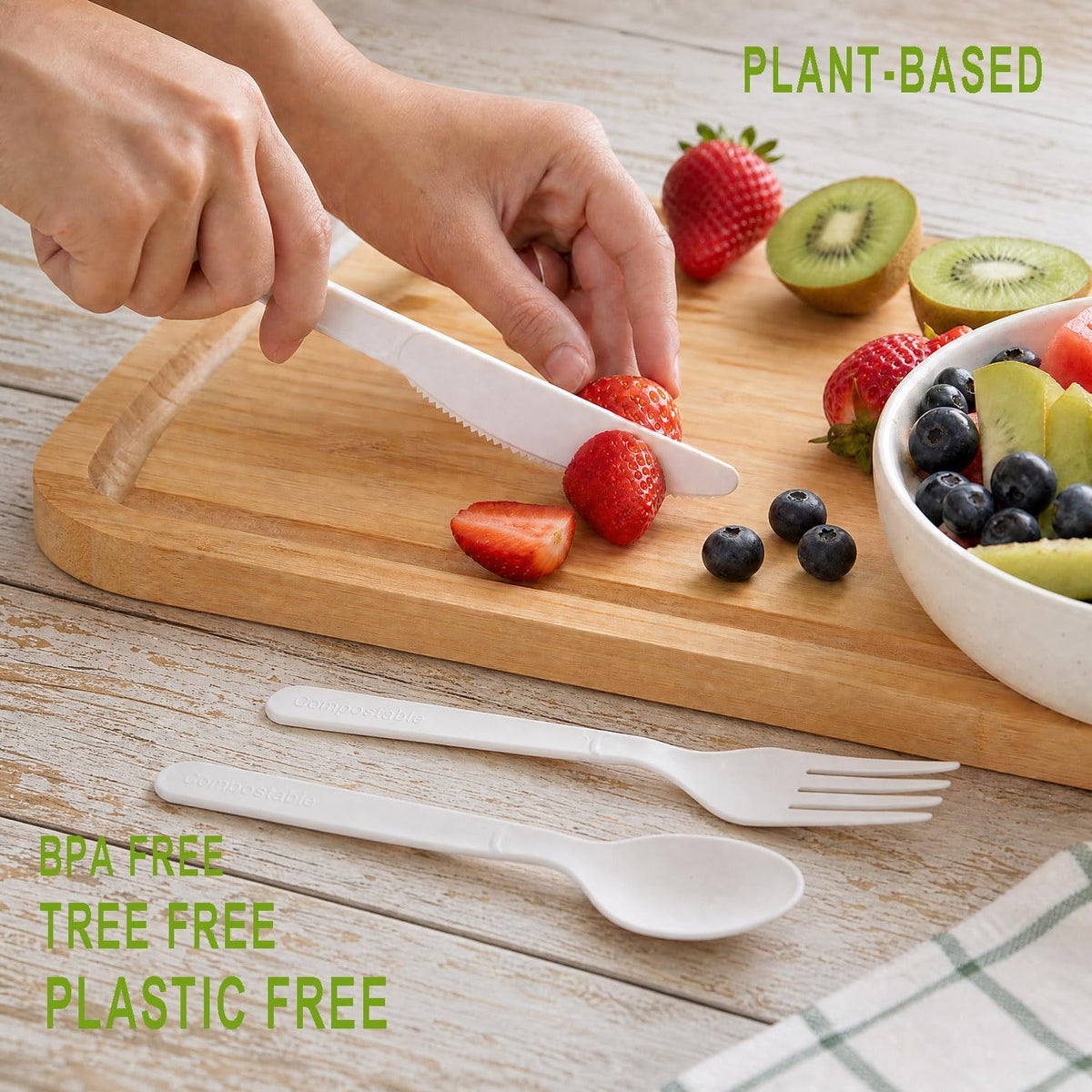 150 Count 7" Heavy-duty Compostable Utensils Cutlery Set