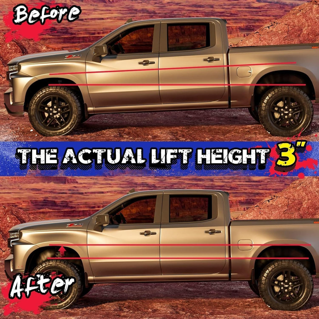 KSP 3" Front Leveling Kits for Silverado 1500 2WD/4WD 2007-2026, Sierra 2WD/4WD 2007-2026, 3 Inch Suspension Strut Spacers Lift Kits for Pickup with 6 Lug