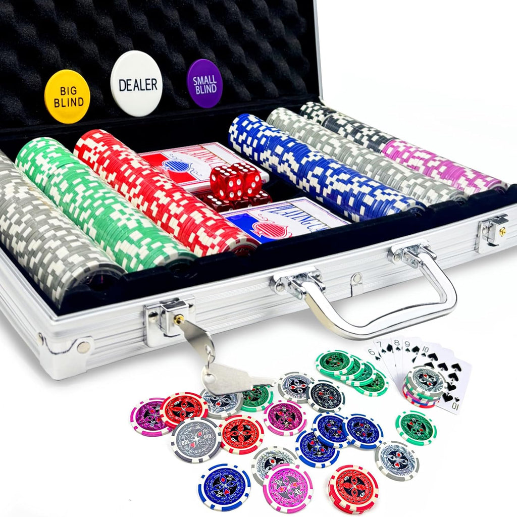 Poker Chips with Numbers,11 Gram Poker Chips Set,300Pcs | With Aluminum Travel Case, Casino Poker Set for Texas