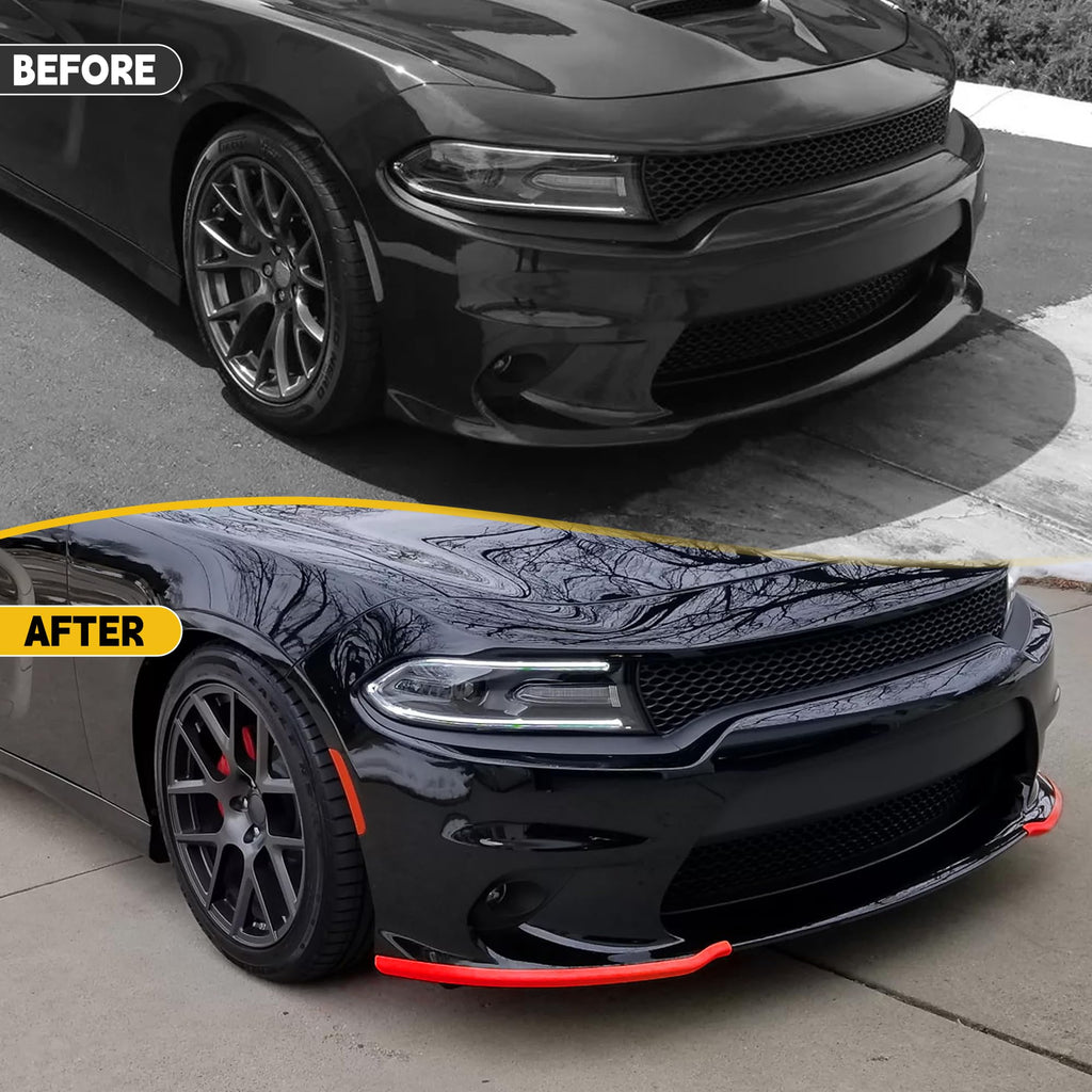 Dodge Charger Front Lip Spoiler Splitter for 2015-2024, Red Front Bumper Lip Kit Compatible with Charger SRT 392/Scat
