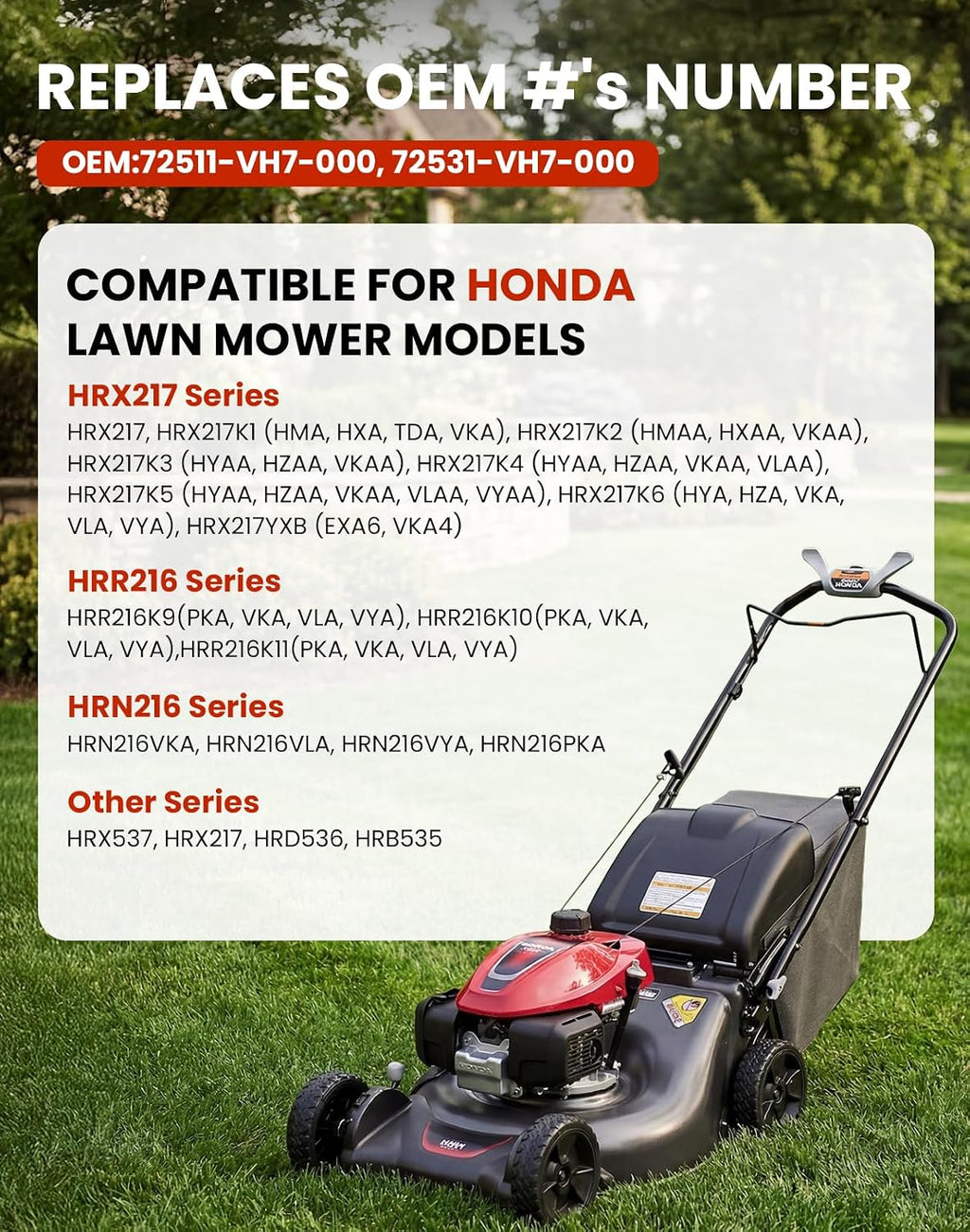 Lawn Mower Blades for Honda HRR216 HRR216K9 VKA VYA, HRX217, High Lift Mulching Blades for Walk Behind Mowers, 21" Twin Blade Set Replaces OEM no. 72531-VH7-000 & 72511-VH7-000 (Set of 2)