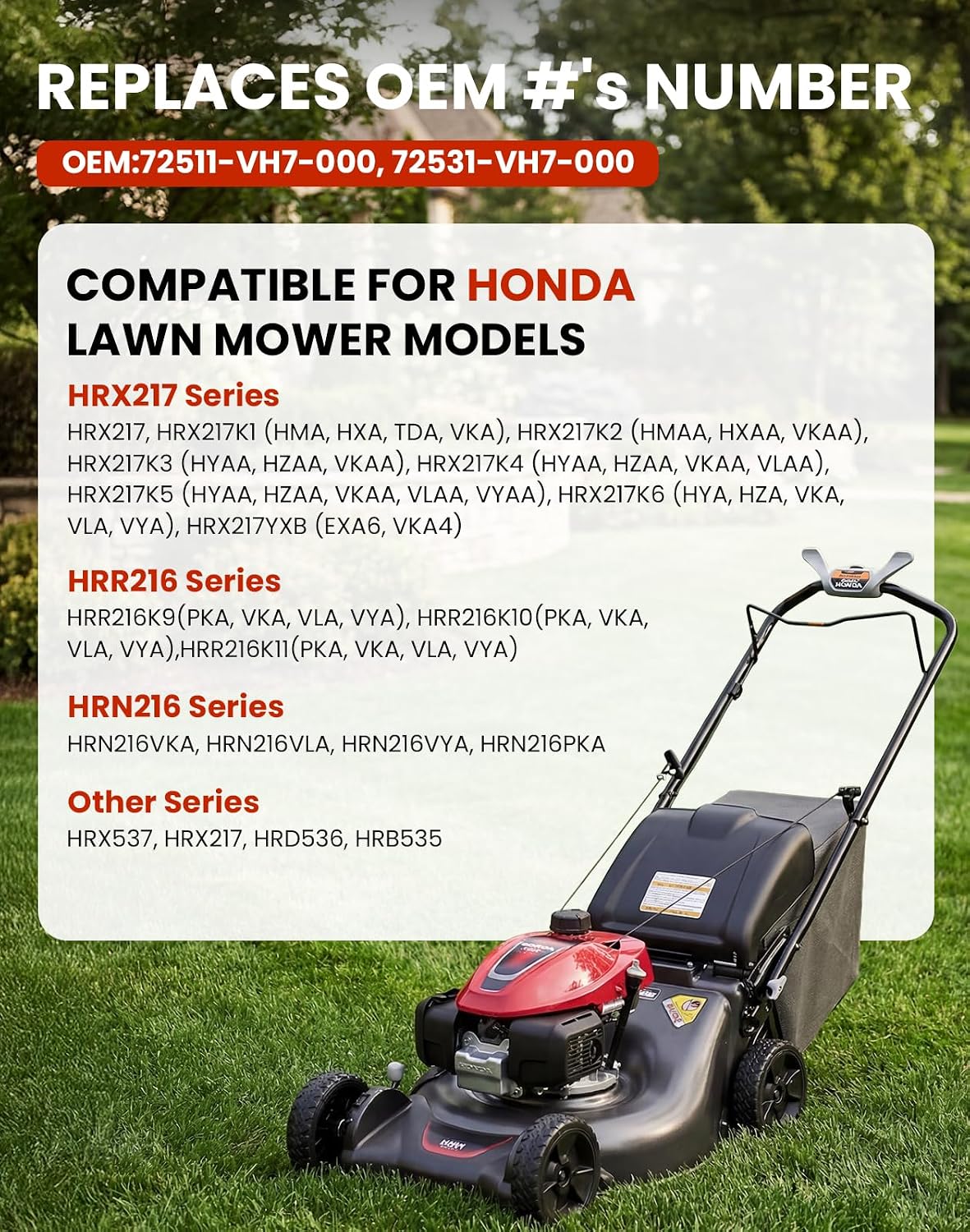 Lawn Mower Blades for Honda HRR216 HRR216K9 VKA VYA, HRX217, High Lift Mulching Blades for Walk Behind Mowers, 21" Twin Blade Set Replaces OEM no. 72531-VH7-000 & 72511-VH7-000 (Set of 2)