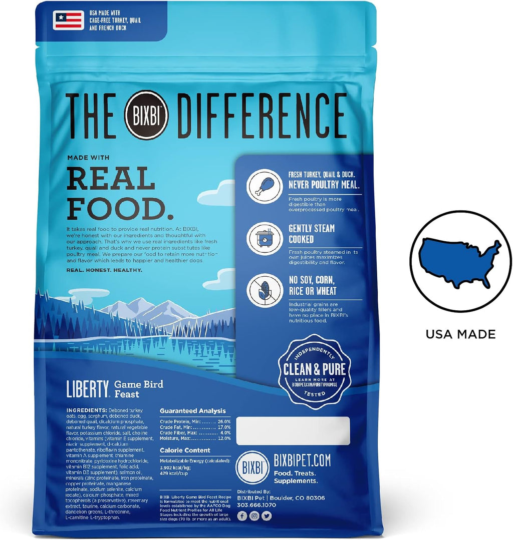 Liberty Ancient Grains Dry Dog Food, Game Bird Feast Recipe – Fresh Meat, High Protein, Wholesome Grains – USA Made