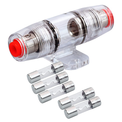 Conext Link FHZ1U40-5 1pc 4 8 AWG AGU Fuse Holder with 5pcs Fuses Zinc Die Cast Nickel Plated (40 Amp) （15227）
