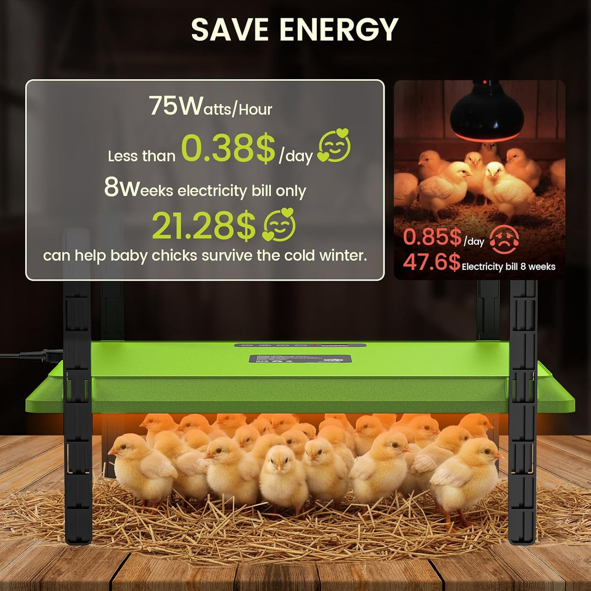 Smart Chick Brooder Heating Plate Adjustable Chicken Coop Heater