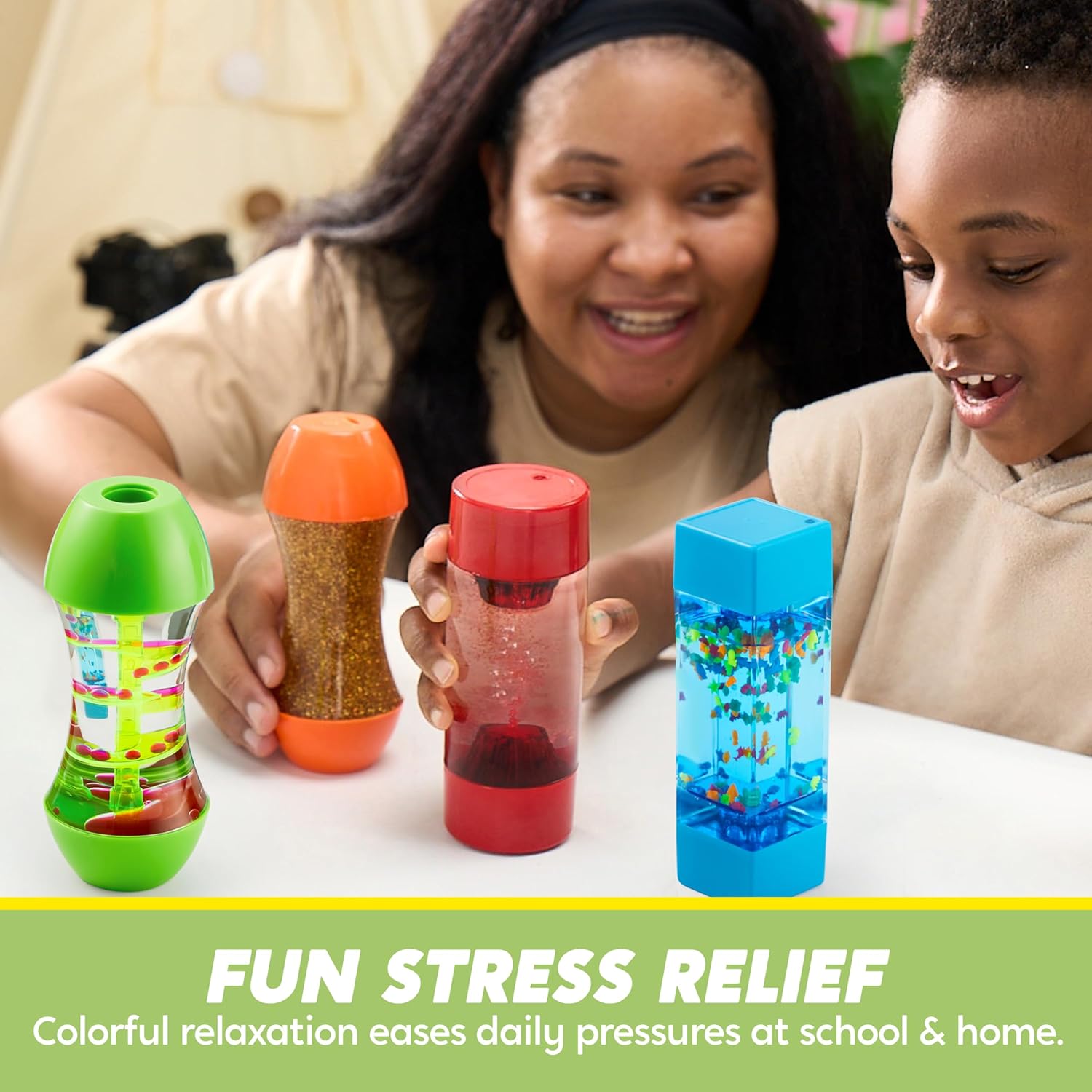 4-Pack Fidget Tubes for Kids, Sensory Tubes, Stress Relief Toy, Speech Therapy, Calming Toys for Children with