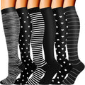 6 Pairs Wide Calf Compression Socks for Men Women 20-30 mmHg Knee High