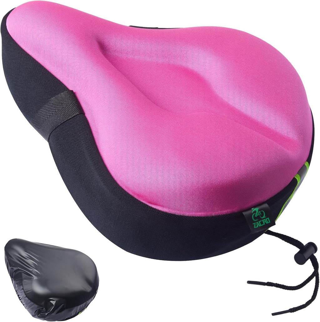 Zacro Bike Seat Cushion - Gel Padded Cover for Men Women Comfort, Extra Soft Exercise Bicycle Compatible with Peloton, Stationary or Cruiser Seats