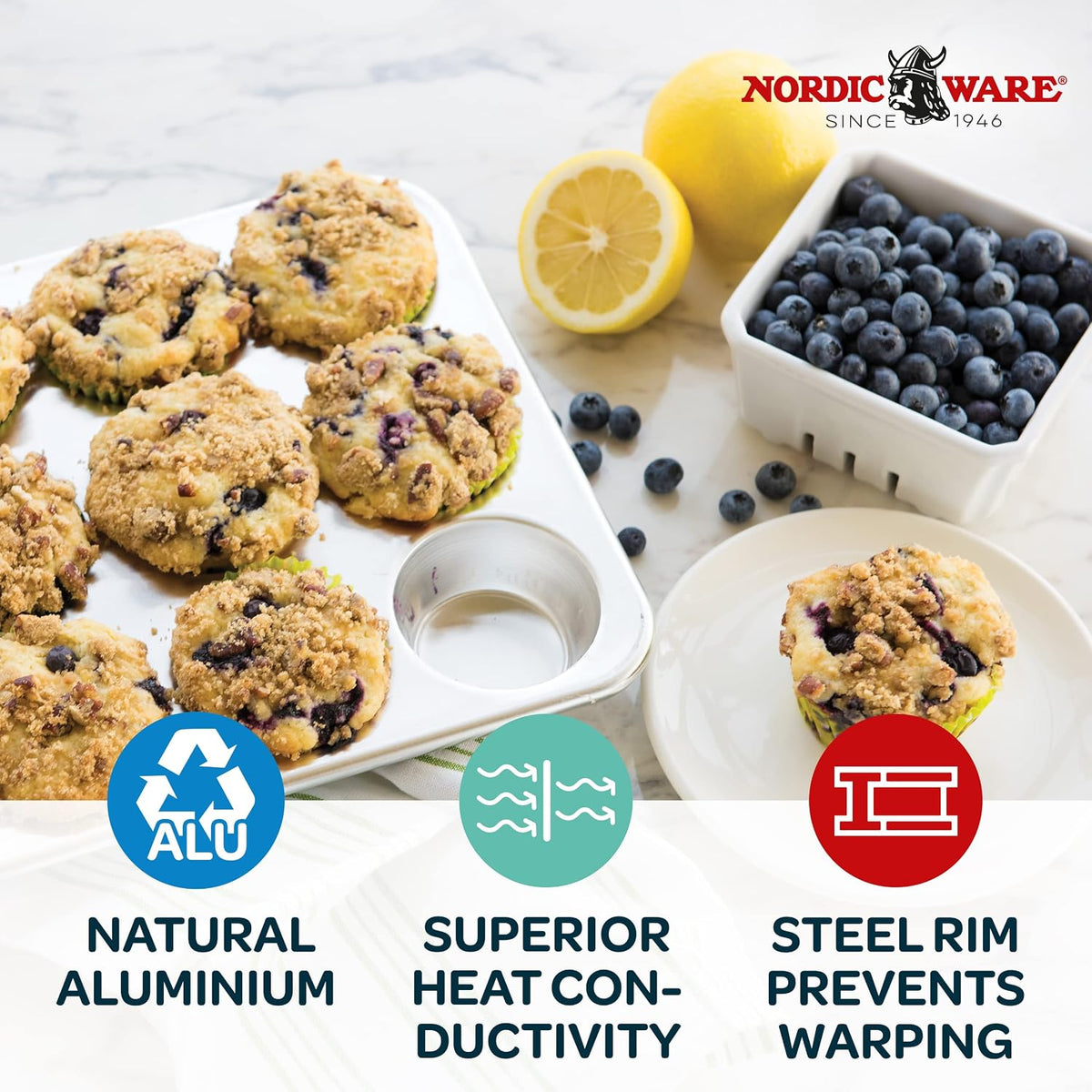 Natural Aluminum Commercial Muffin Pans, 12 Cup and 24 Cup