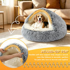 Hooded Donut Bed, Calming Cave for Cats & Small Dogs