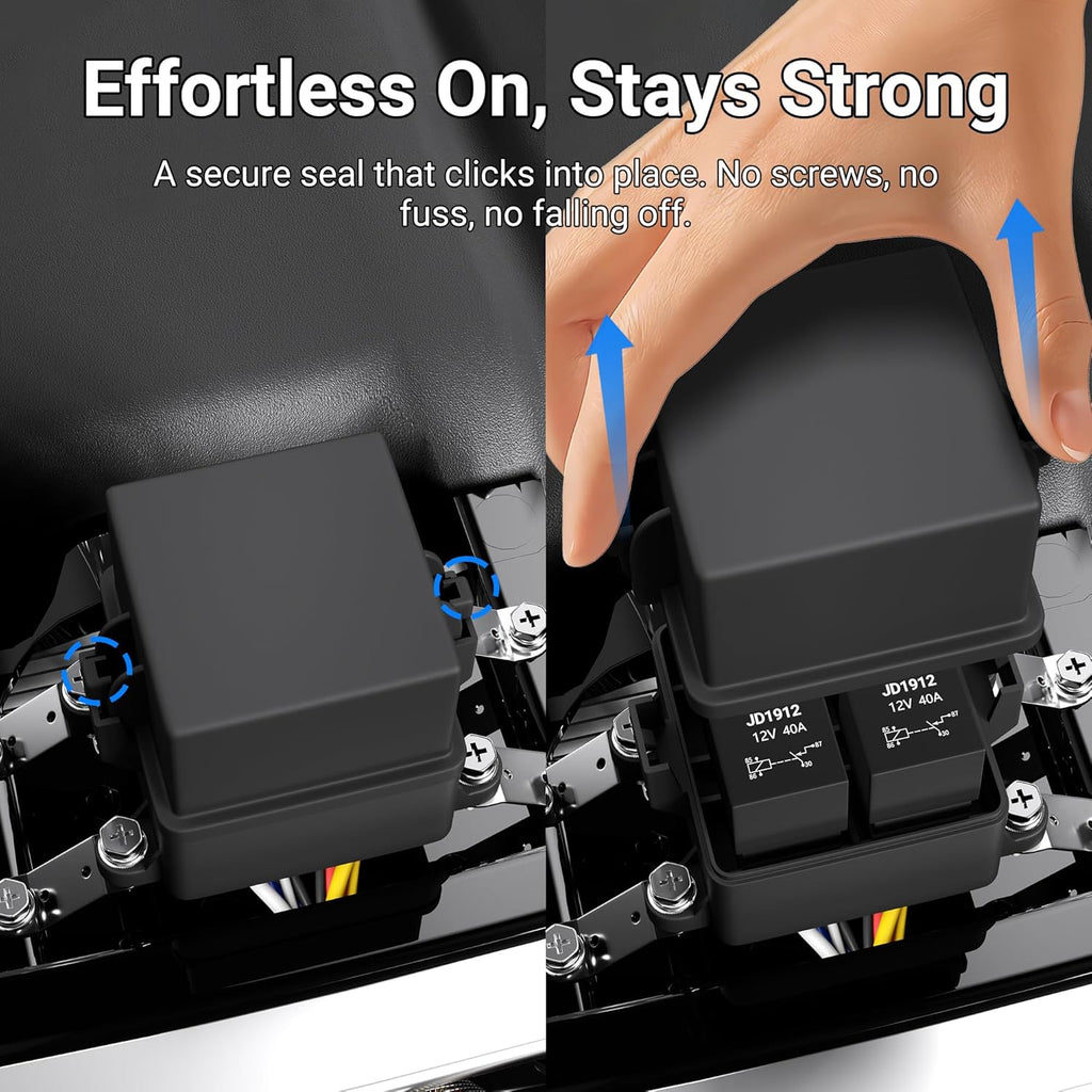 12V 3 Way Waterproof Relay Box Pre-Wired Fuse and Relay Box 3x4 Pin 40A Relay and 3 ATC/ATO Blade Fuse for Automotive