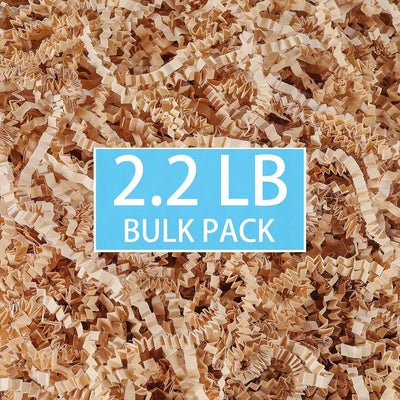 Crinkle Paper Filler, Kraft, 2.2 LB Shredded Paper for Gift Baskets