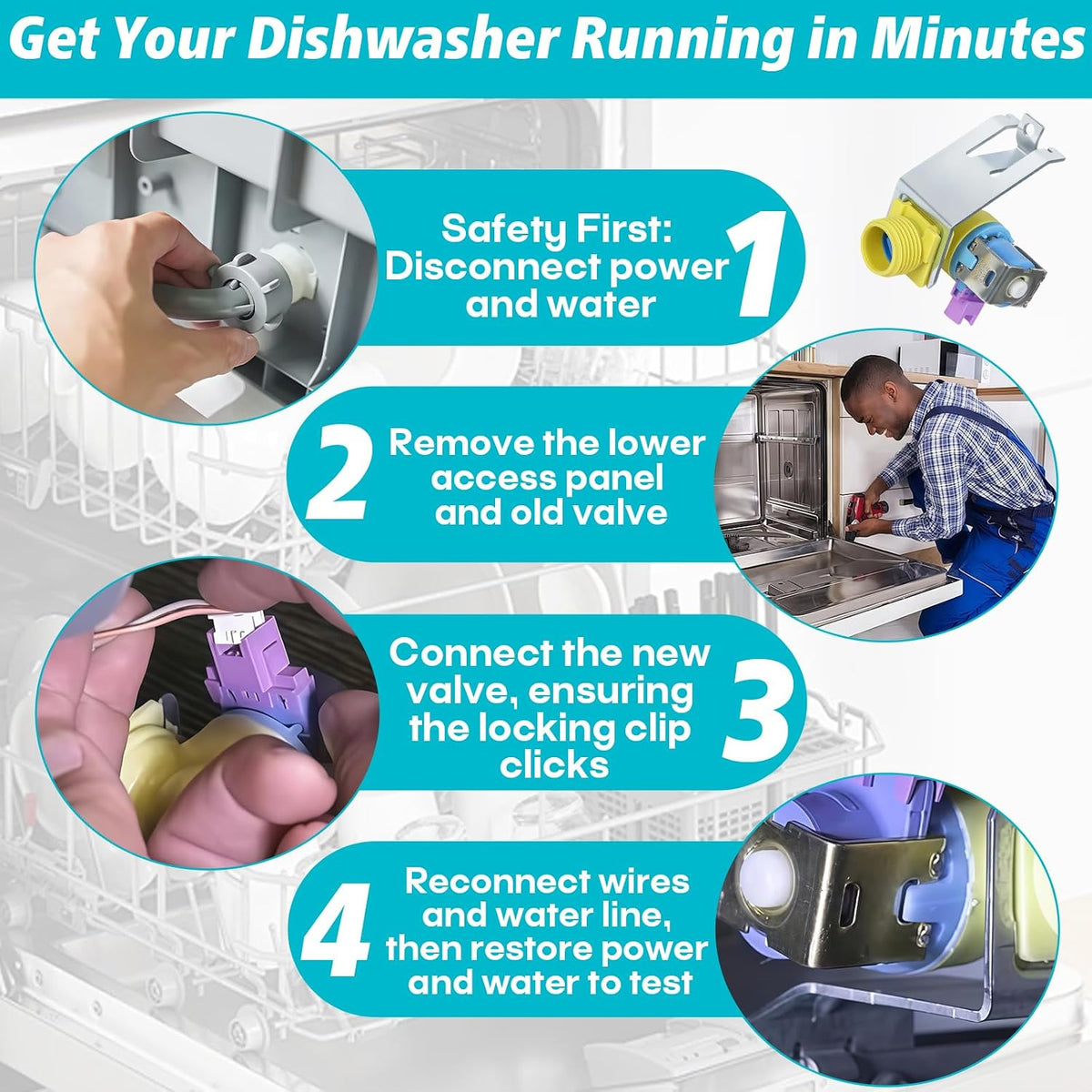 WD15X27703 Dishwasher Water Valve Compatible With Hotpoint Dishwashers