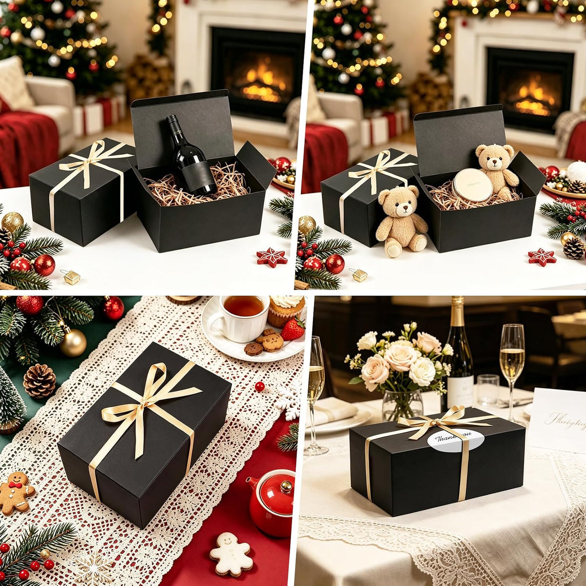 Small 8 x 5 x 4 in Black Matte Gift Boxes with Lids, 10‑Pack