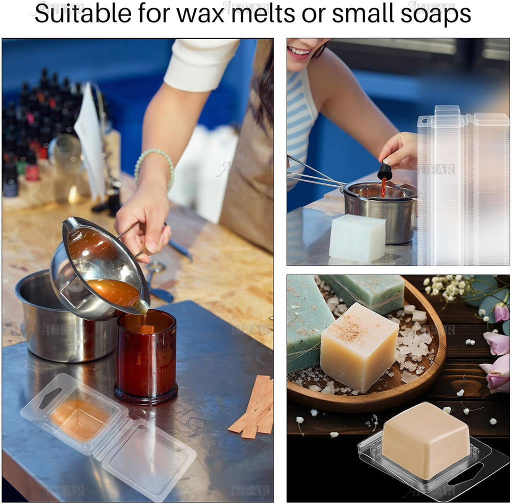 100 Pack Wax Melt Molds Plastic Clamshells Container Candle for DIY Soap Making