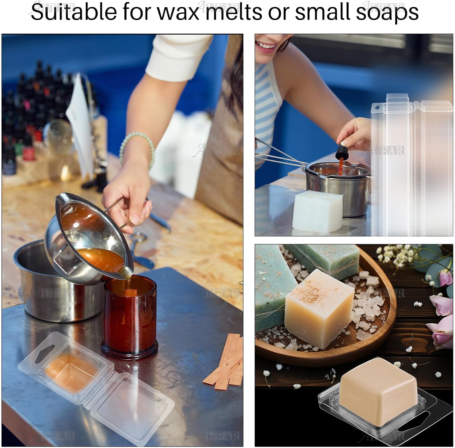 100 Pack Wax Melt Molds Plastic Clamshells Container Candle for DIY Soap Making