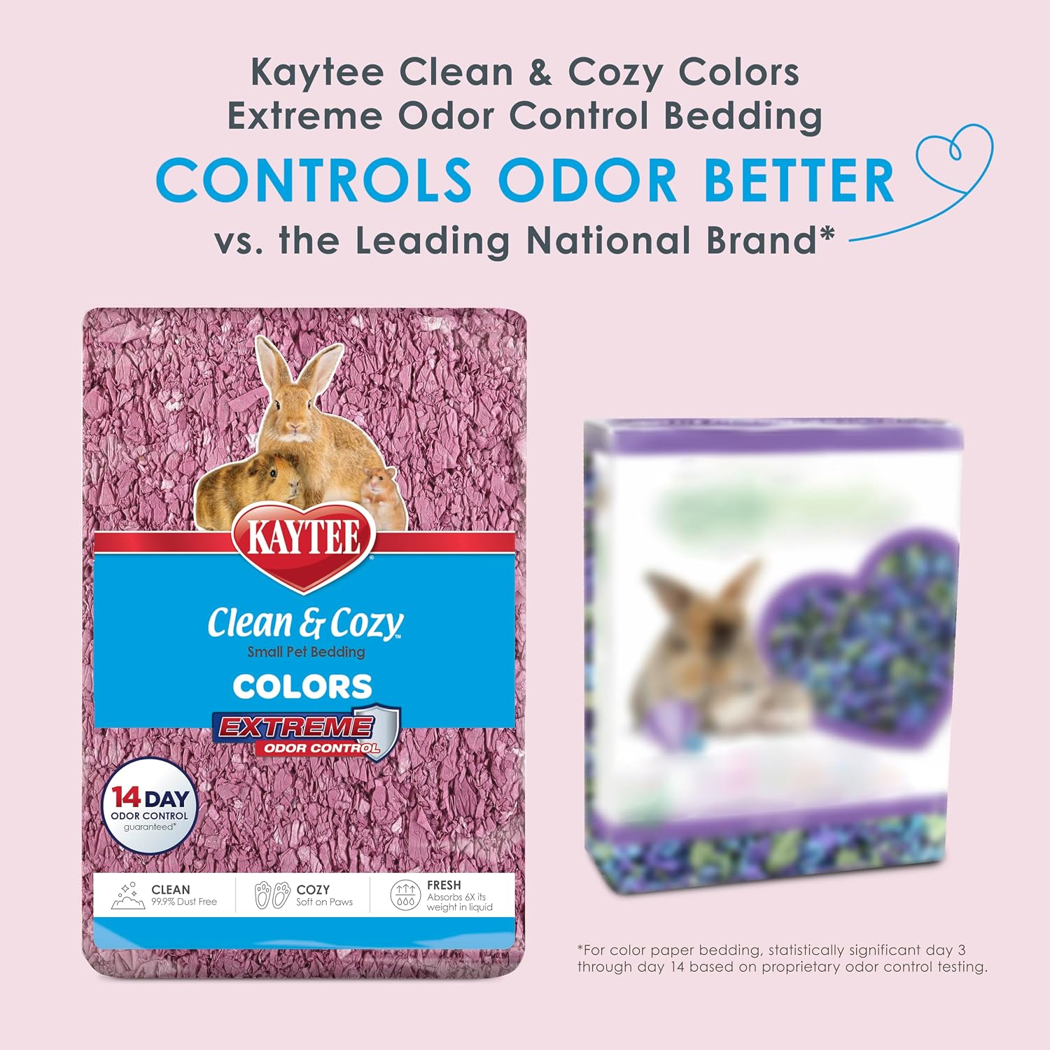 Clean & Cozy Colors, Small Animal Bedding with Extreme Odor Control, Plum, 49.2 Liters