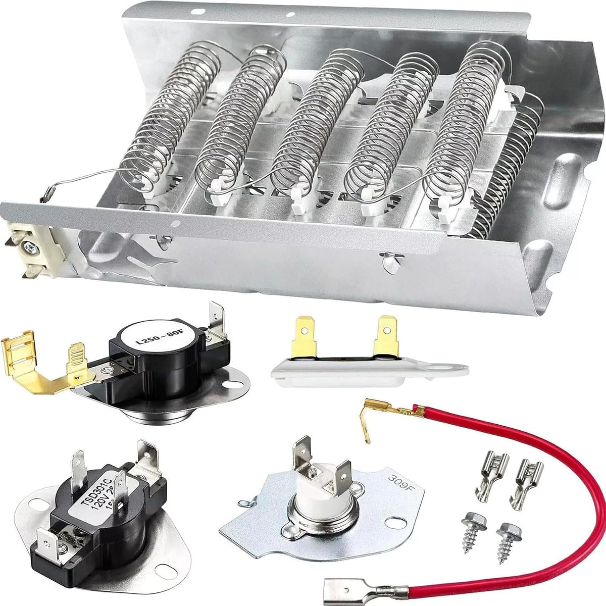 Upgraded Dryer Heating Element Replacement for Whirlpool LEQ7030KQ0 LEQ7030KQ1 LEQ7030KQ2 LEQ8000HQ0 LEQ8000HQ1 LEQ8000JQ0 LEQ8000JQ1 LEQ8000JQ2 LEQ8000JQ3 LEQ8000JQ4 LEQ8100KQ0 LEQ8100KQ1 LEQ8100KT0