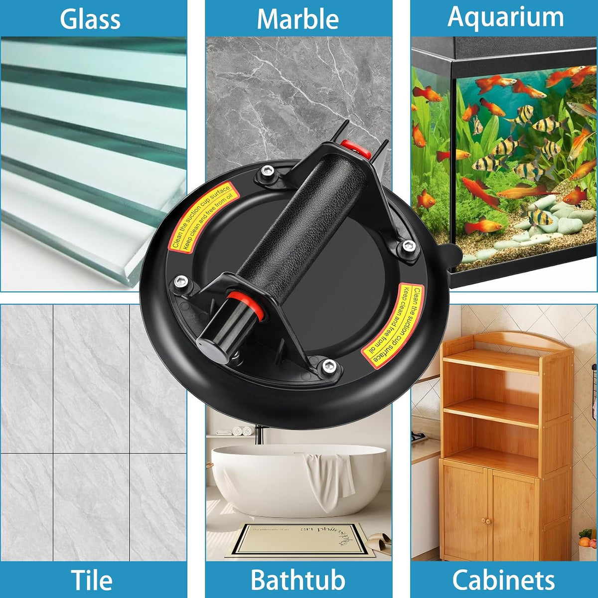 2 Pack 8" Vacuum Glass Suction Cups to Lift Large Glass