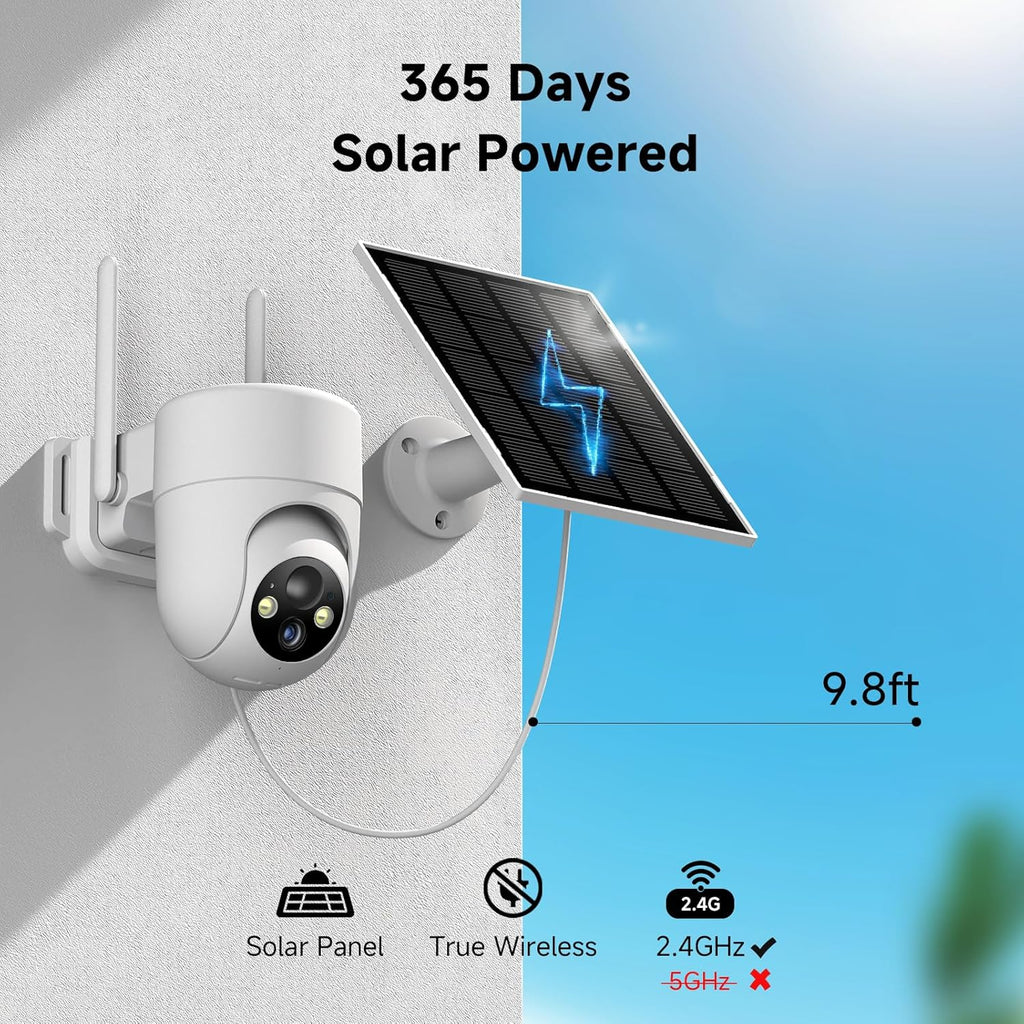 2K Solar Security Cameras Wireless Outdoor, 2PCS Outdoor Camera Wireless with 360° View, Cameras for Home Security