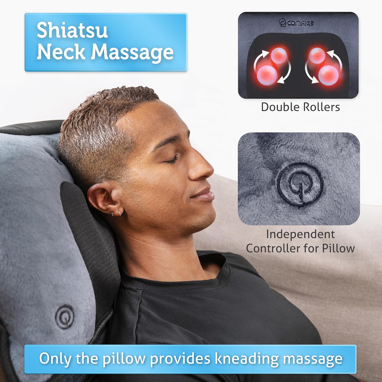 Full Body Massage Mat with Movable Neck Pillow, Shiatsu Back Massager with 10 Vibrating Motors & 4 Heat Levels