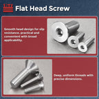 Kozelo 10Pcs #10-24x1-1/2 Flat Head Socket Cap Screw Countersunk Bolt