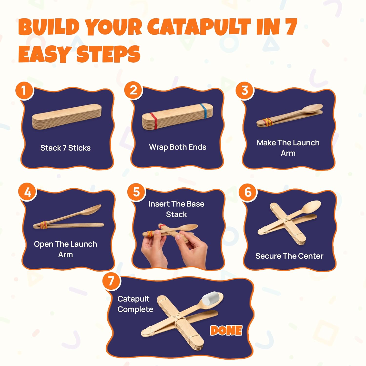 Marshmallow Catapult STEM Kit – Build 3 Working Catapults with 16 oz Mini Marshmallows Included – Hands-On Science