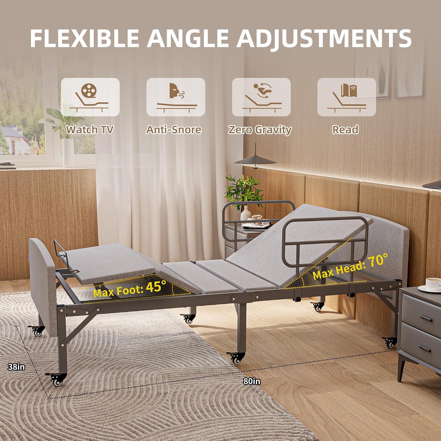 Adjustable Hospital Bed for Home Use with Hospital Mattress
