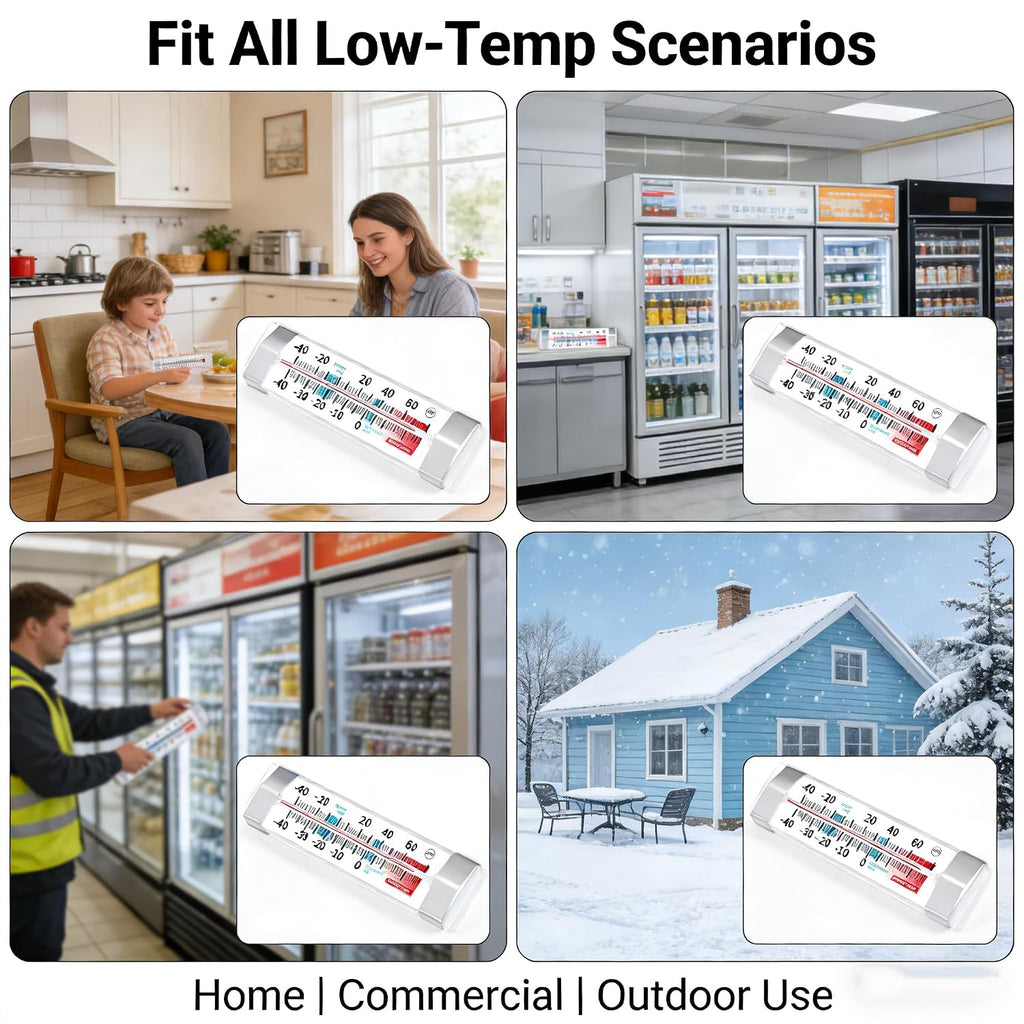 Refrigerator Freezer Thermometer 3 Pack, Easy Read Dial Fridge Thermometer with Hook & Stand, Waterproof for