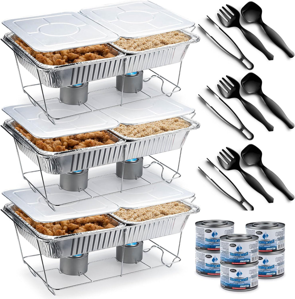Disposable Chafing Dish Buffet Set, Food Warmers for Parties, 33 Pieces Catering Supplies - Buffet Servers and