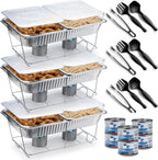 Disposable Chafing Dish Buffet Set, Food Warmers for Parties, 33 Pieces Catering Supplies - Buffet Servers and