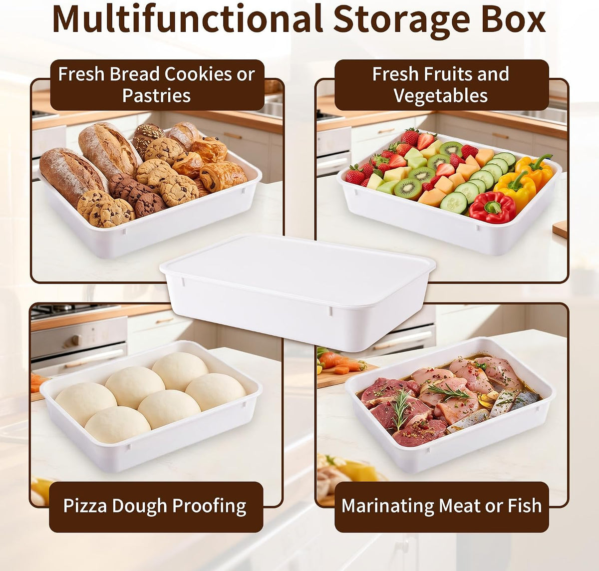 3-Pack Pizza Dough Proofing Box with Lids Dough Proofing Container
