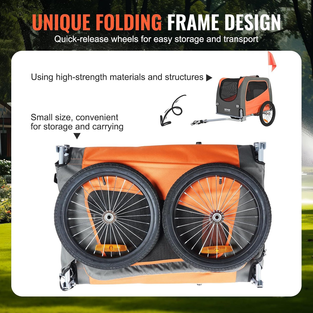 Dog Bike Trailer, Supports up to 66 lbs, Pet Cart Bicycle Carrier